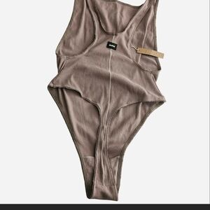 SKIMS Ribbed Bodysuit in Brown